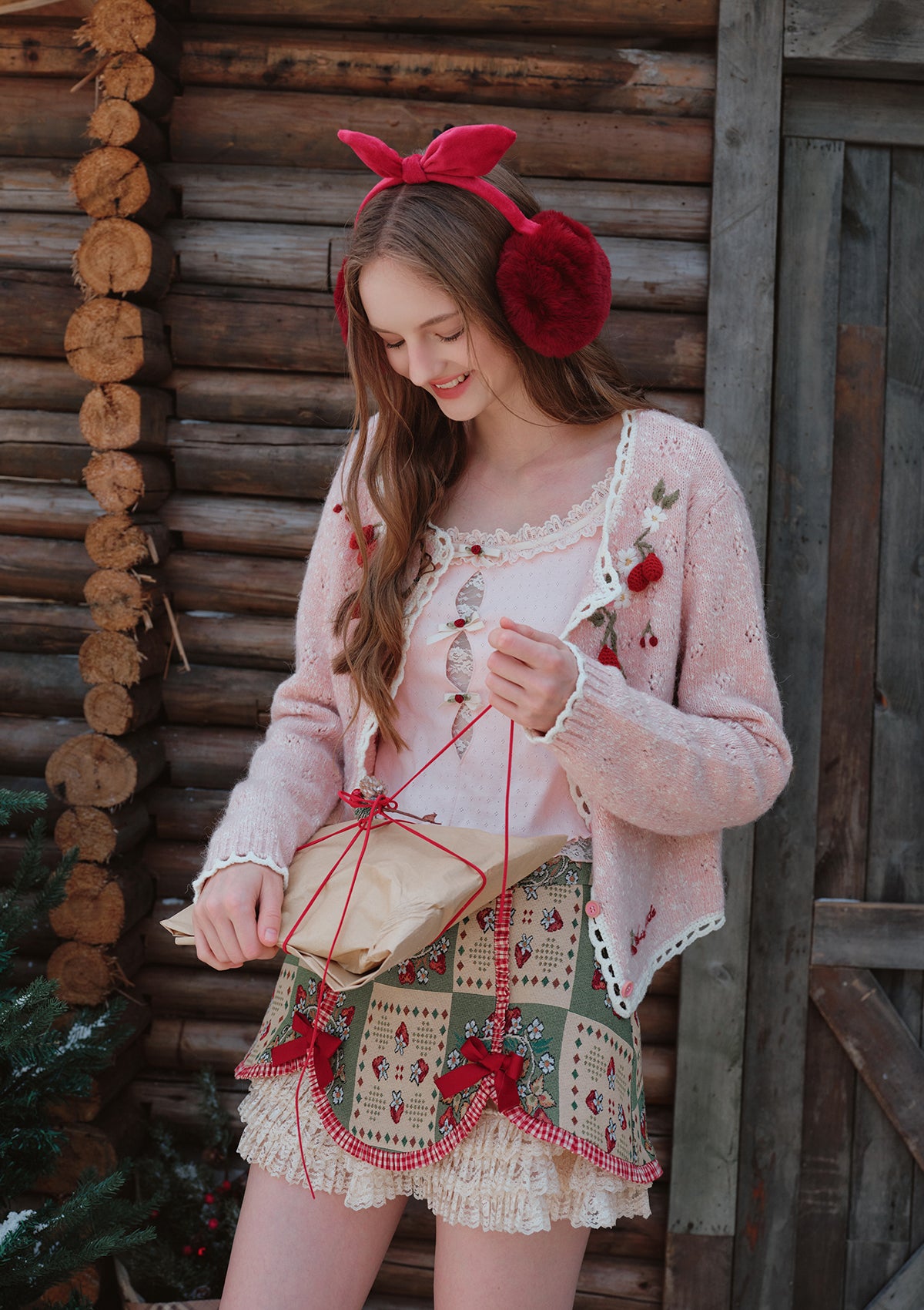 Strawberry Christmas Tree Knit Cardigan - Image 5
